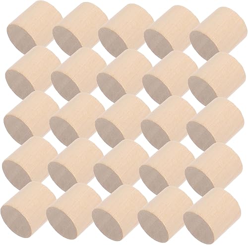 MAGICLULU 50pcs Solid Wood Cylindrical Blocks - Unpainted Wooden Craft Blocks For DIY Projects, Model Making & Learning