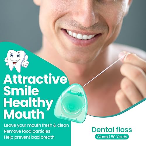 Miniatura 4 de Dandat 30 cajas de hilo dental a granel, hilo dental encerado de menta para eliminación de alimentos, hilo dental para adultos, cada cinta de hilo