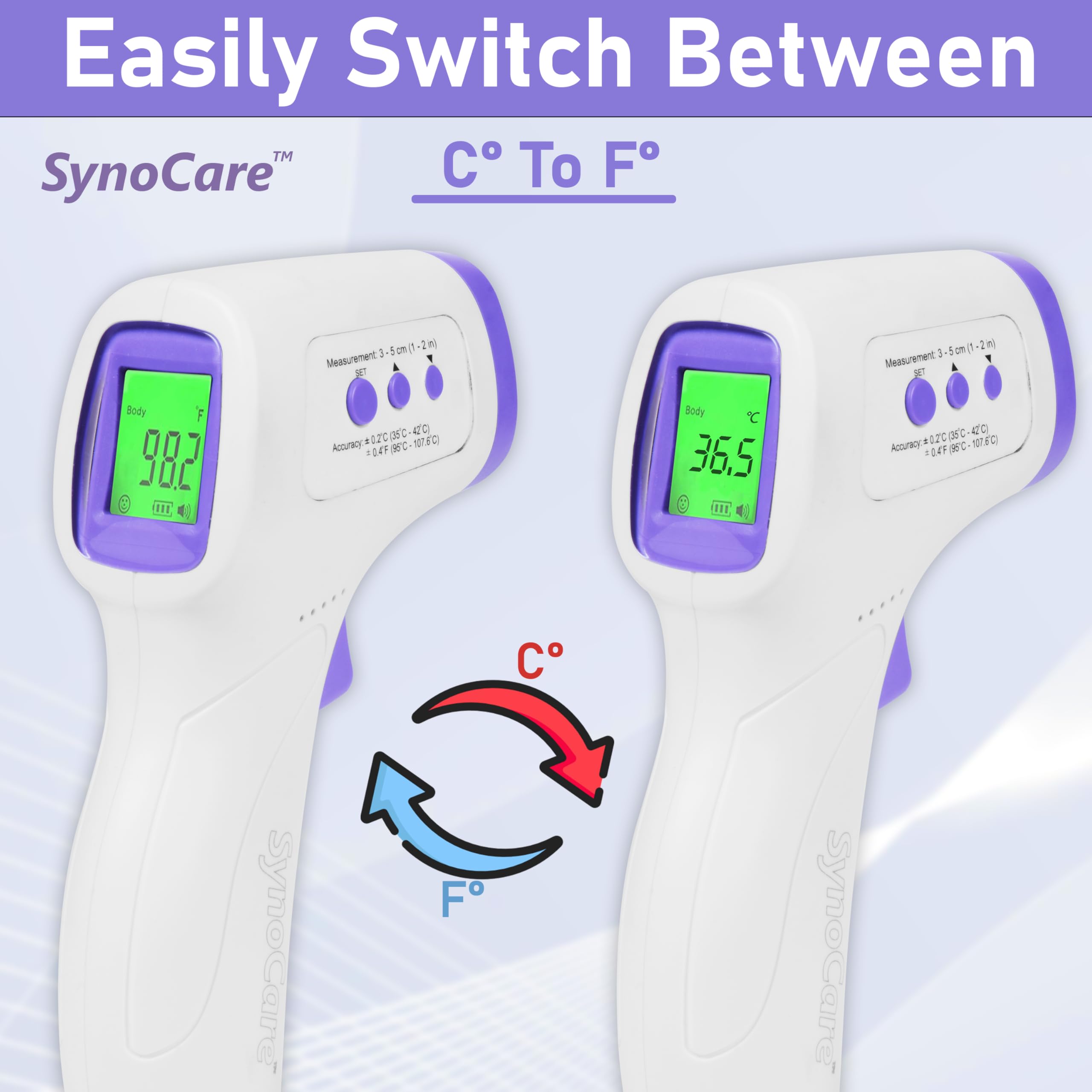 SYNOCARE Digital Infrared Thermometer for Fever – Non-Contact, Quick Read Infrared Thermometer Temperature Gun for Adults & Children, Accurate Digital Thermometer & Easy to Use (Battery Included) - Image 7 thumbnail