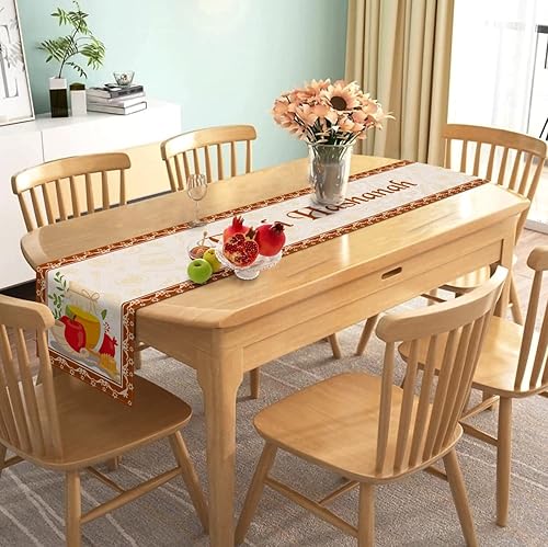 Miniatura 5 de Nepnuser Rosh Hashanah - Camino de mesa de lino Shana Tova, mantel judío de Año Nuevo, decoración de fiesta, suministros para el hogar, cocina,