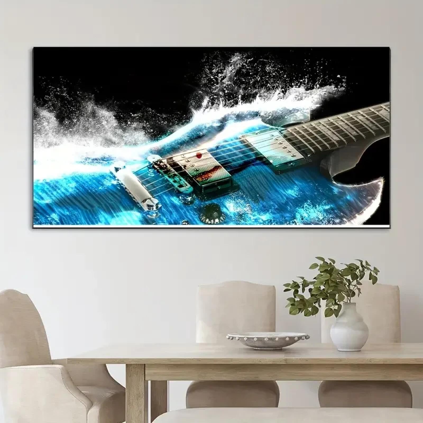 BMGKYAGL Stampa su tela a tema musicale Poster Strumento musicale Chitarra Dipinto su tela Arte murale Opera d'arte Parete 90x180cm Senza cornice