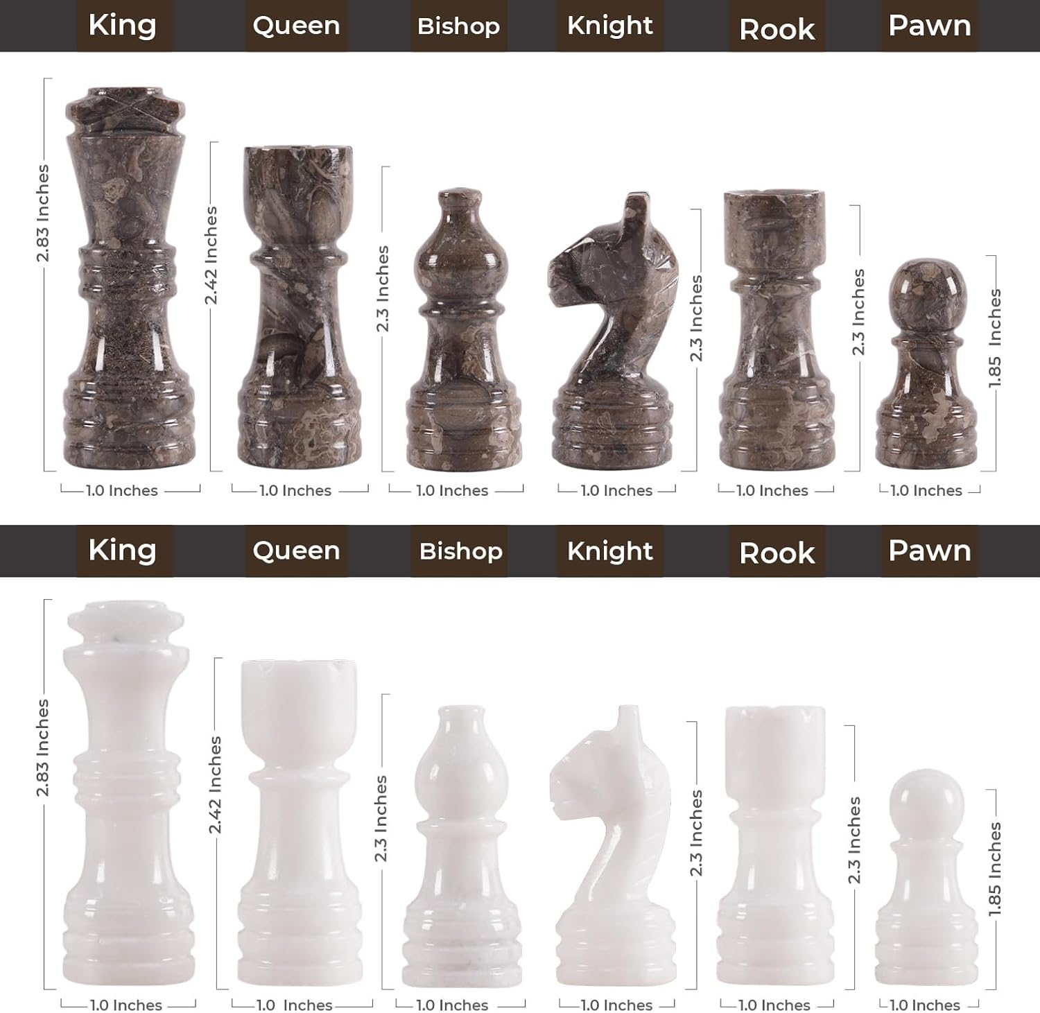 Marble Chess Set for Adults with Complementary Storage Box, 15" White & Oceanic Handmade Chess Board Game, Luxury Board Games for Adults with Extra Queens