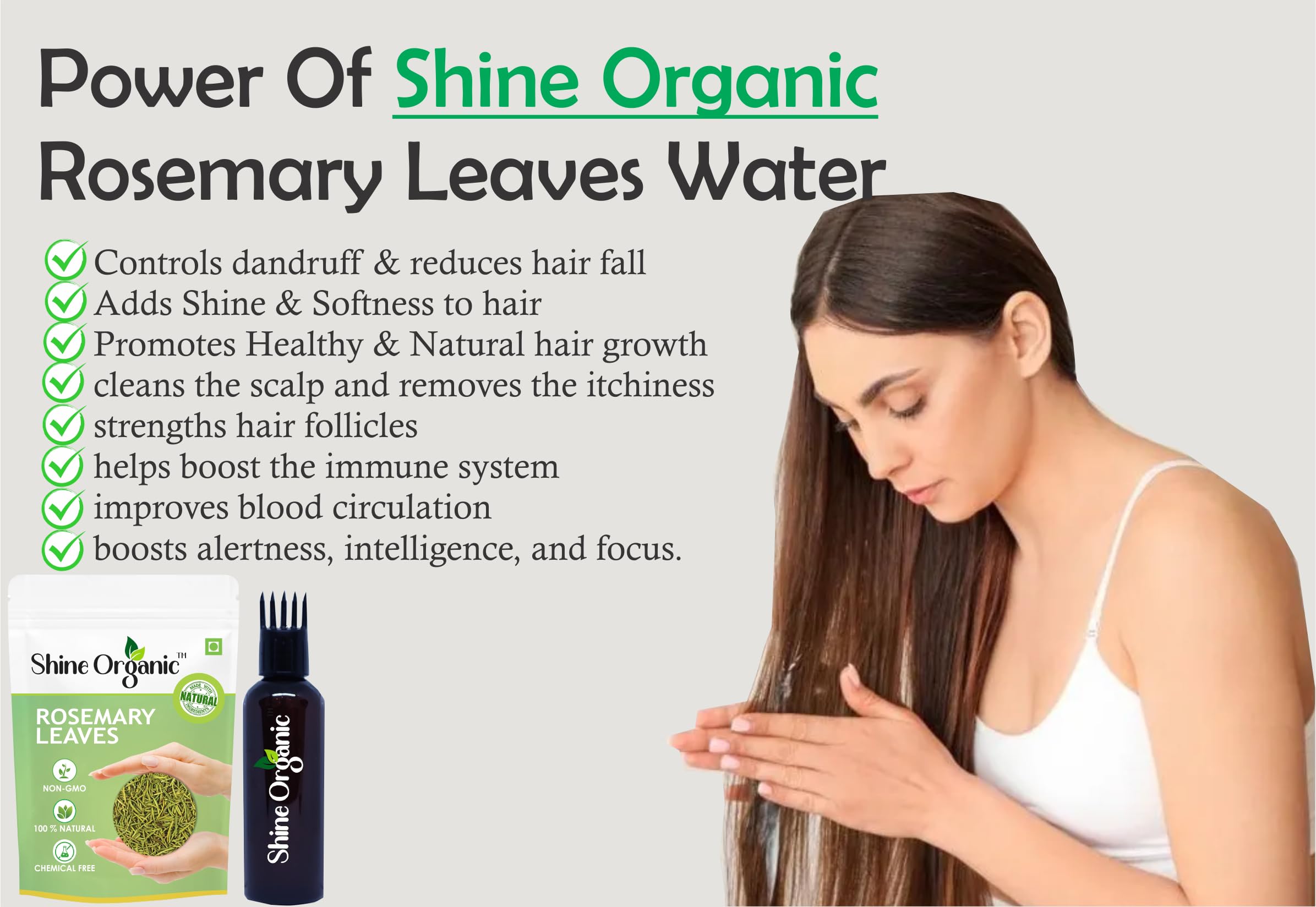 Shine Organic Rosemary Dried Leaf/Leaves with Applicator - 100 gm | Dried Rosemary Leaves for Hair, Food & Tea (100% Natural) - (100 gm) 2