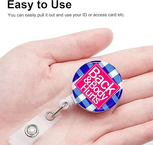 Miniatura 3 de Carrete de insignia de Back & Body Hurts, divertidos carretes de insignias retráctiles, clip retráctil, soportes retráctiles para enfermeras,