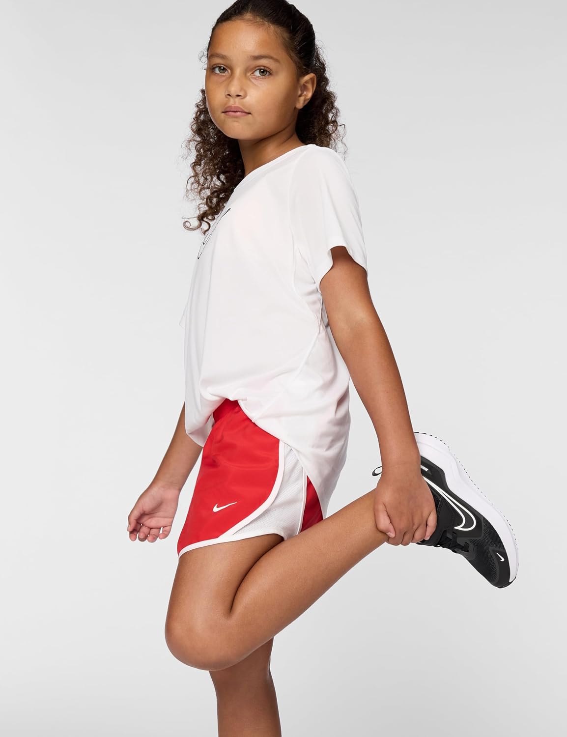 Nike Girls' One Fitted Dri-FIT Short-Sleeve Top T-Shirt (Large Swoosh Logo)
