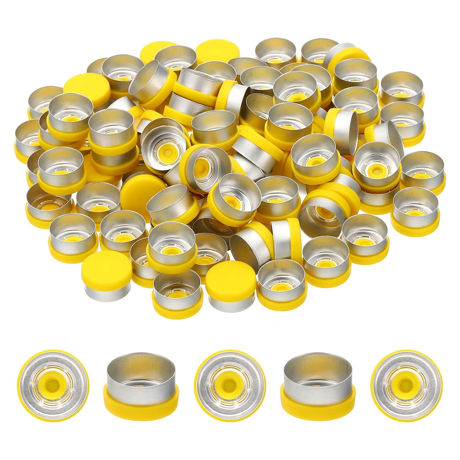 PATIKIL 13mm Flip Off Caps, 100 Pcs Flip Off Caps Flip Off Seals Flip Off Vial Seals Plastic Aluminum Caps Cover for Glass Vial, Grey