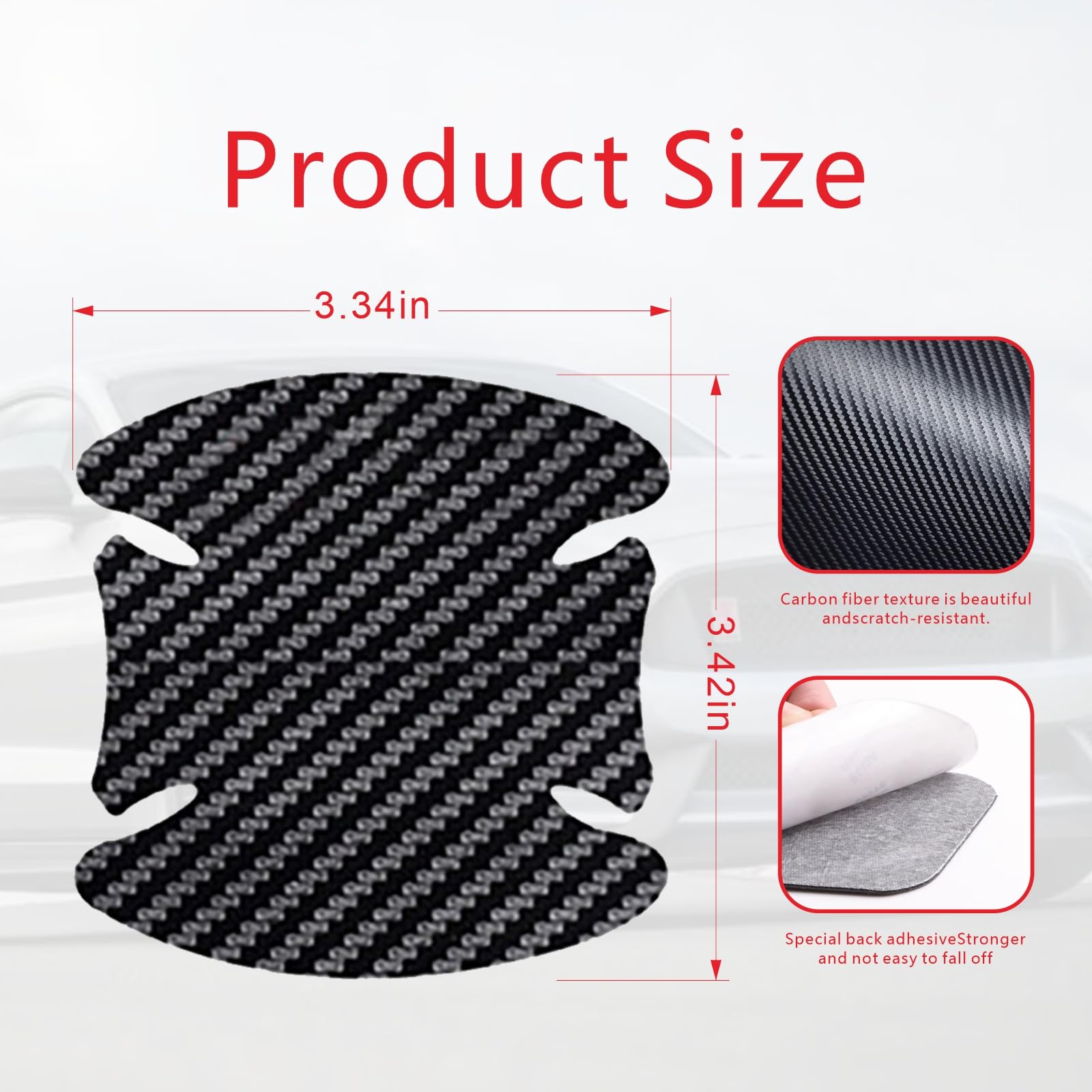 Fogfar 4 PCS Car Door Handle Stickers, Anti-Scratch Decoration, Leather Carbon Fiber Protector, Door Pull Hand Paint Protection Pad, Suitable for Most Cars (Black)