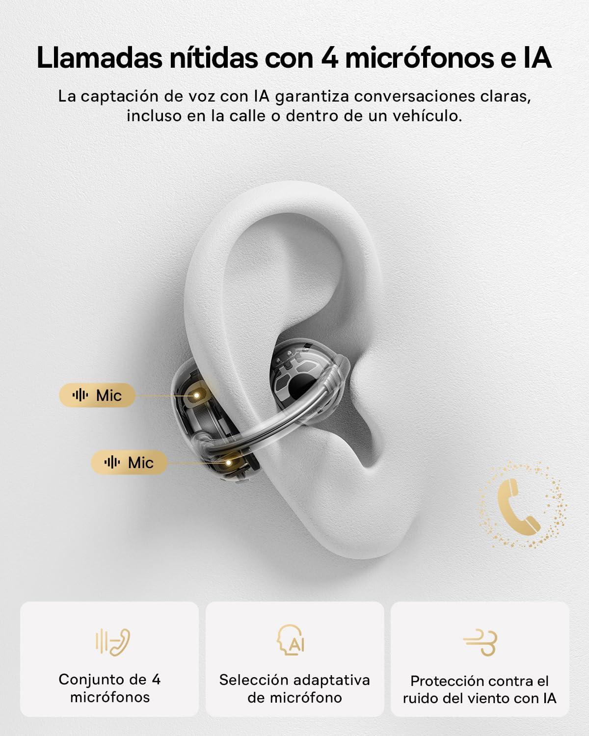 Baseus MC2 Air Auriculares Abiertos, Auriculares de Clip | CloudComfort, SuperBass 2.0, Bluetooth 6.0, 4 Micrófonos con IA para Llamadas nítidas, 40 h de autonomía, IP67, Ligeros 4,9 g