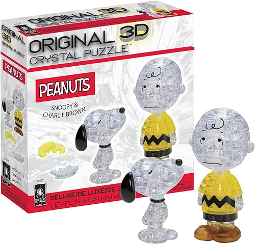 Miniatura 1 de Snoopy and Charlie Brown Deluxe - Rompecabezas de cristal 3D original de BePuzzled, rompecabezas de cristal 3D y rompecabezas para rompecabezas y