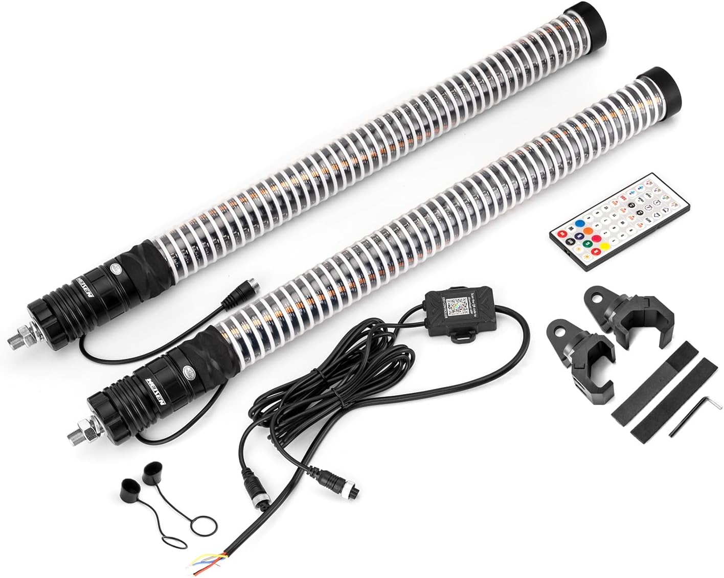 Photo 1 of  WeiSen 2PCS UTV 1FT Fat COB Whip Light with Pro-fit Roll Cage Whip Light Mount and Plug & Play Adapter Compatible with Polaris General Ranger Defender Commander Maverick Sport Trail 