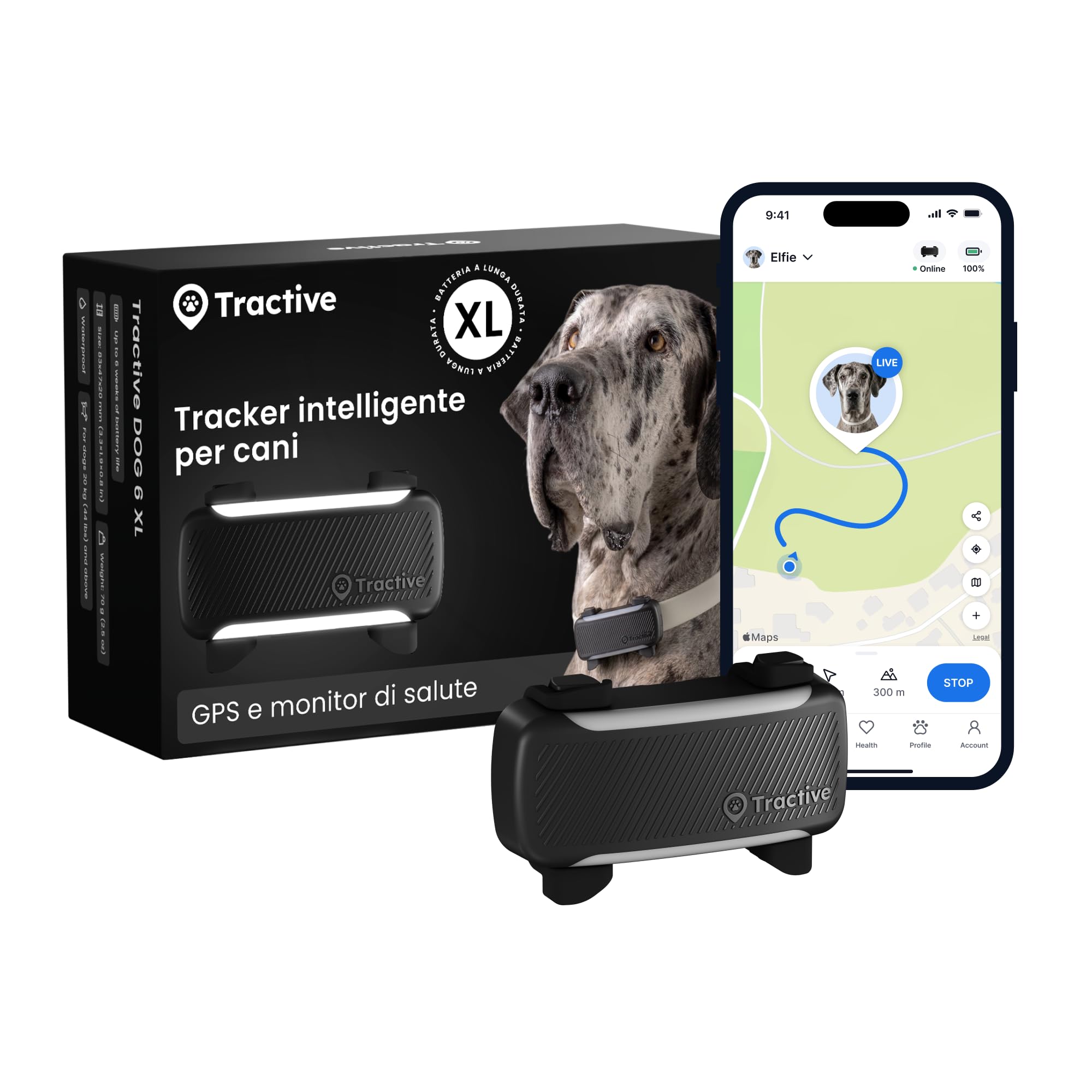 Tractive GPS Cane Intelligente XL (Nero)