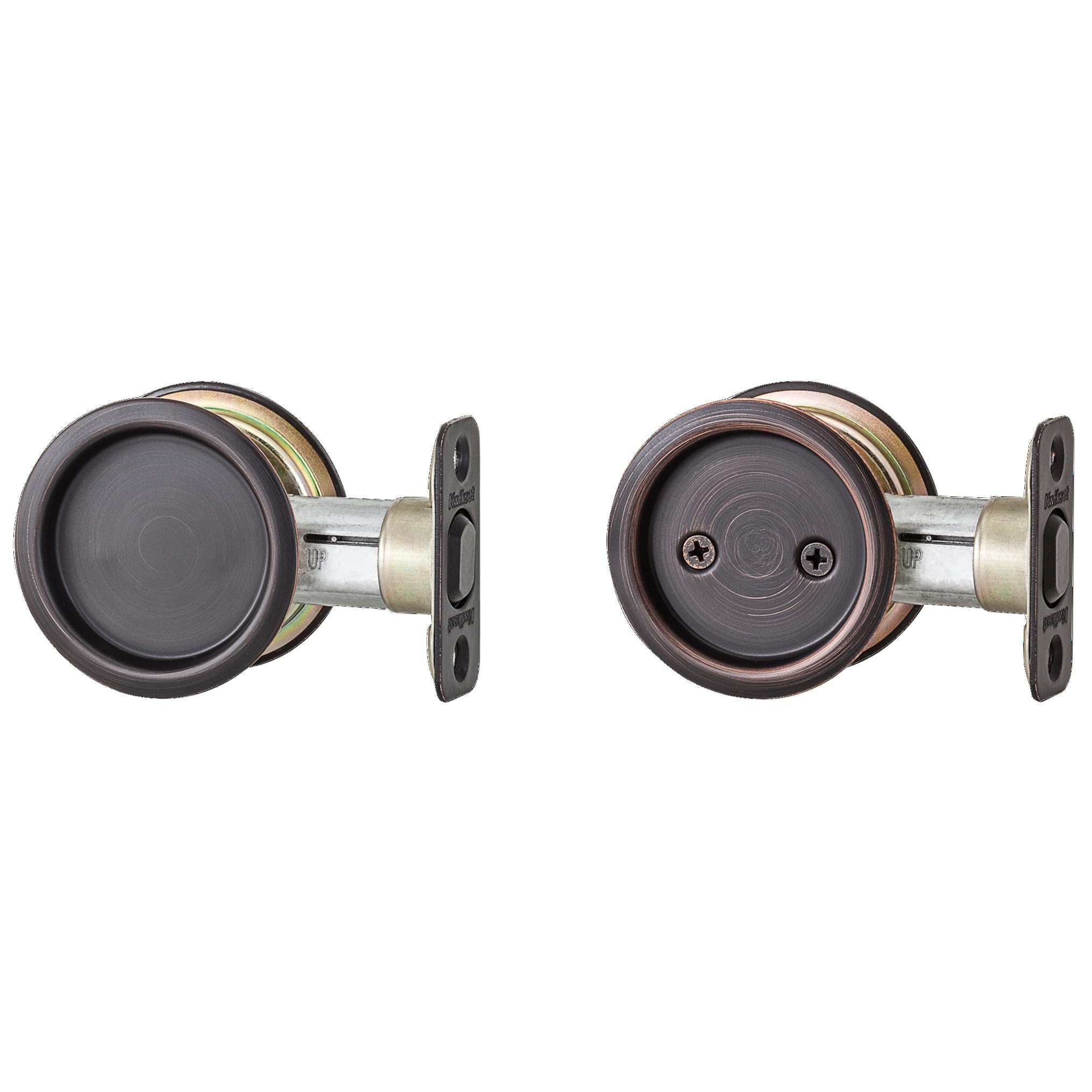 Kwikset Matte Black Pocket Door Lock - Unlocked Security -12
