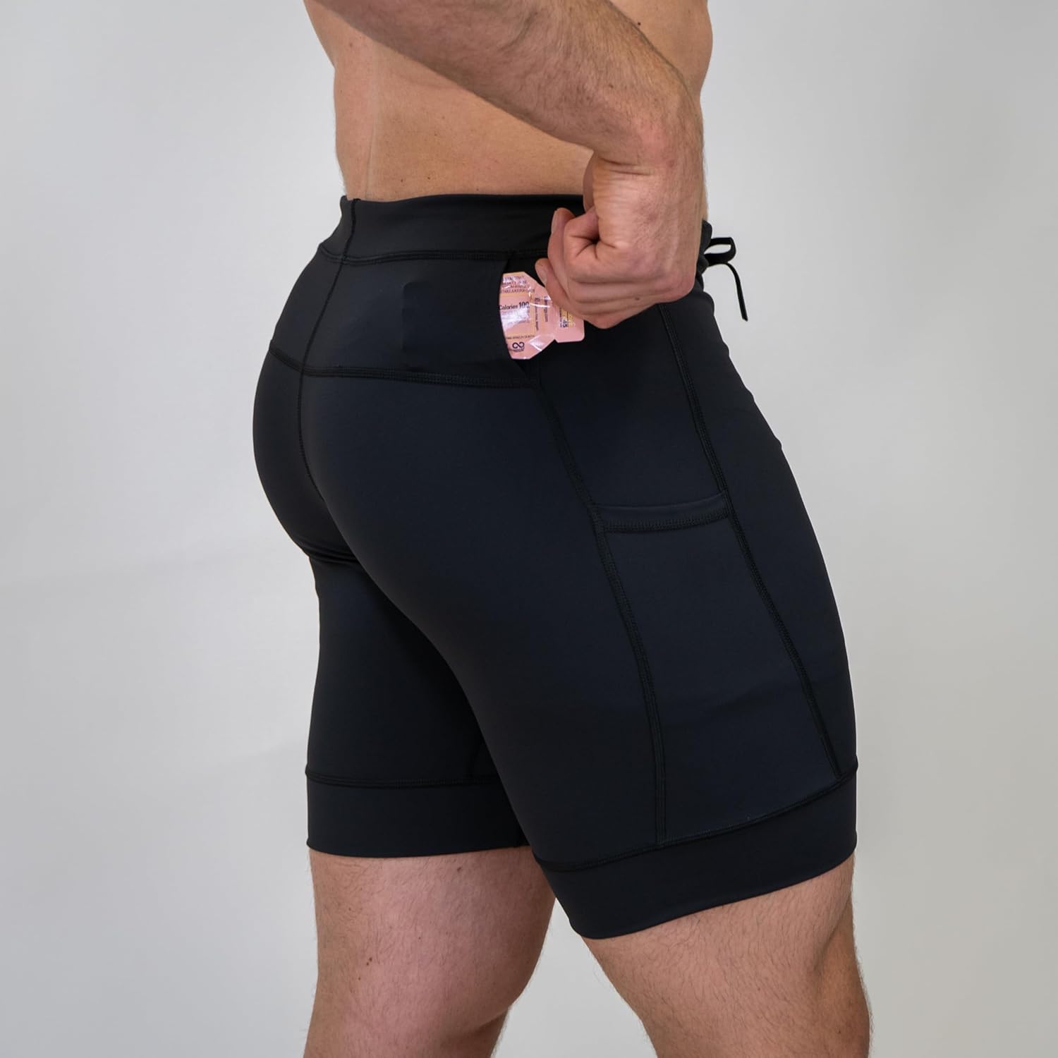 Sprints Mens Flexion 8" Compression Shorts with Pockets & Drawcord