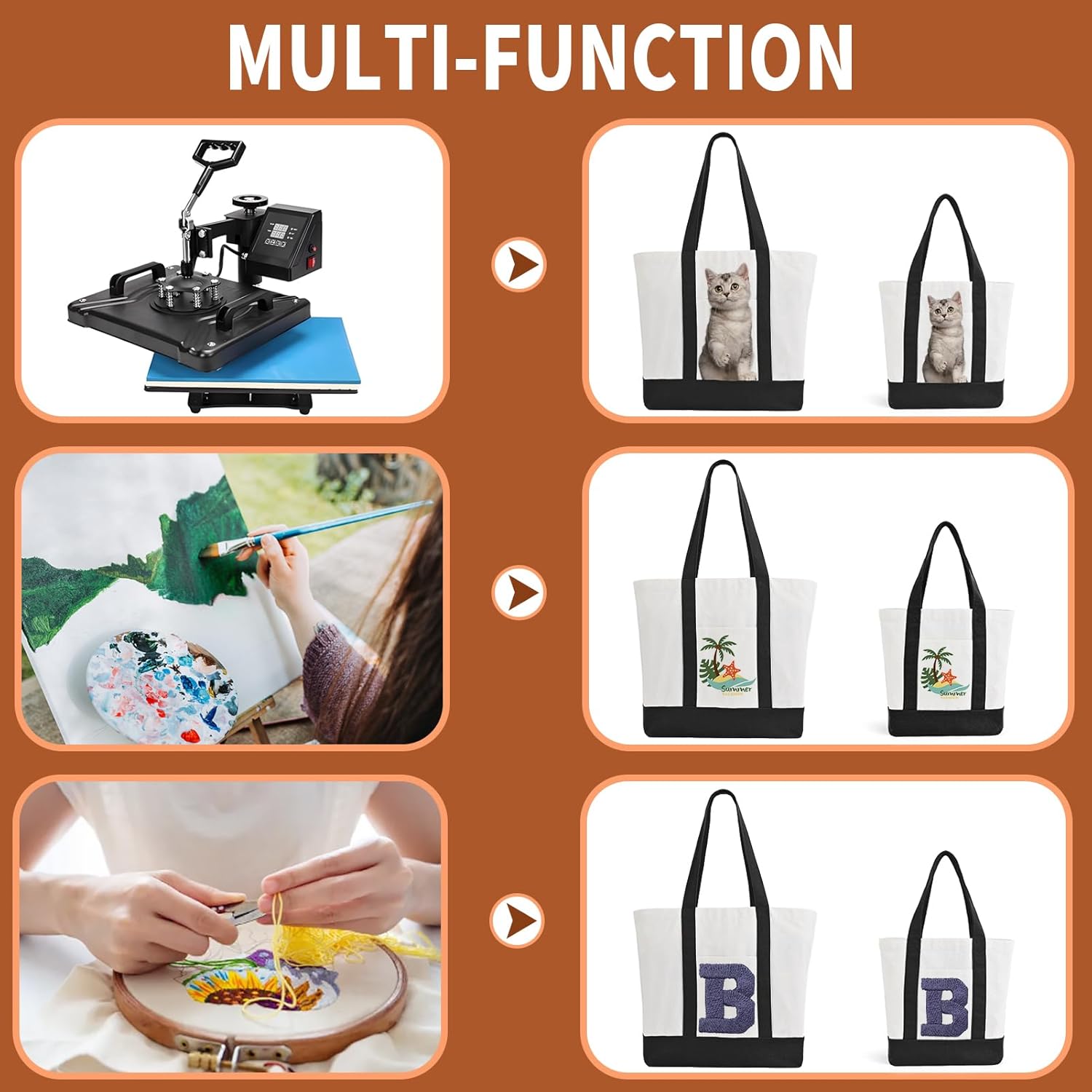 10Pcs Canvas Tote Bag Bulk with Outer Pocket, 12oz Cotton Blank Canvas Tote Bags 19 x 14.6Inch, 13 x 11Inch Reusable Grocery Bags Shopping Cloth Bags for Women, Black (5 Set Large & Medium) - Image 5