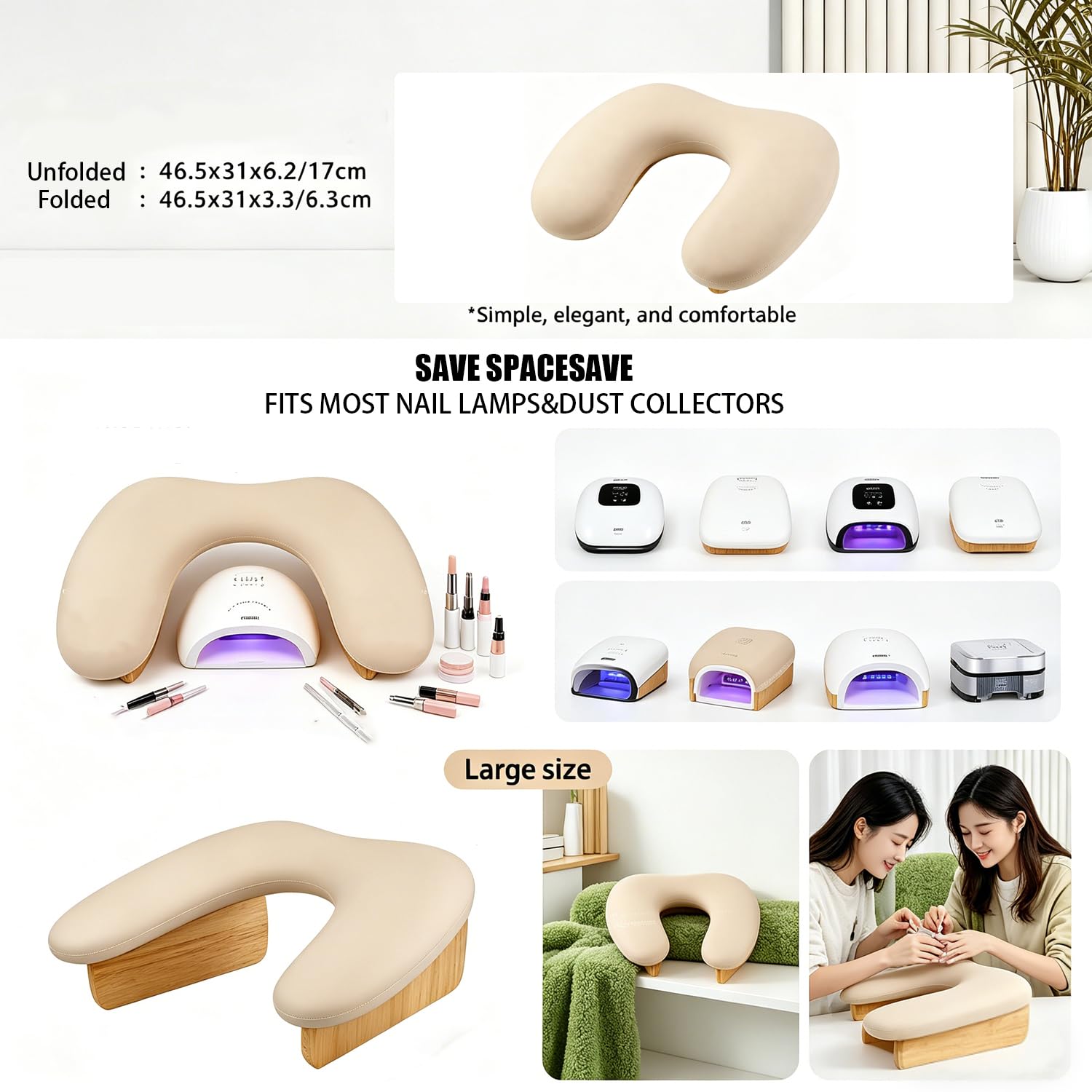 Poggiamano Per Unghie,Poggia Mani Per Unghie,Cuscino Mani Pieghevole Per Manicure, Poggia Mani In Pelle Pu, Design Ergonomico, Tavolo Da Manicure Pieghevole Per Salone Di Bellezza (milk tea color)