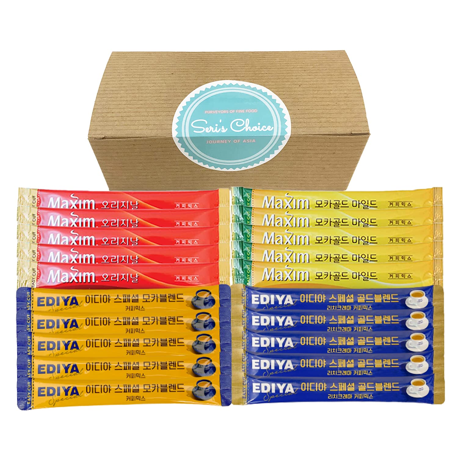 Journey of Asia "Seri's Choice KOREAN Coffee Mix" Variety Packets Sampler, Instant Coffee Mix 20