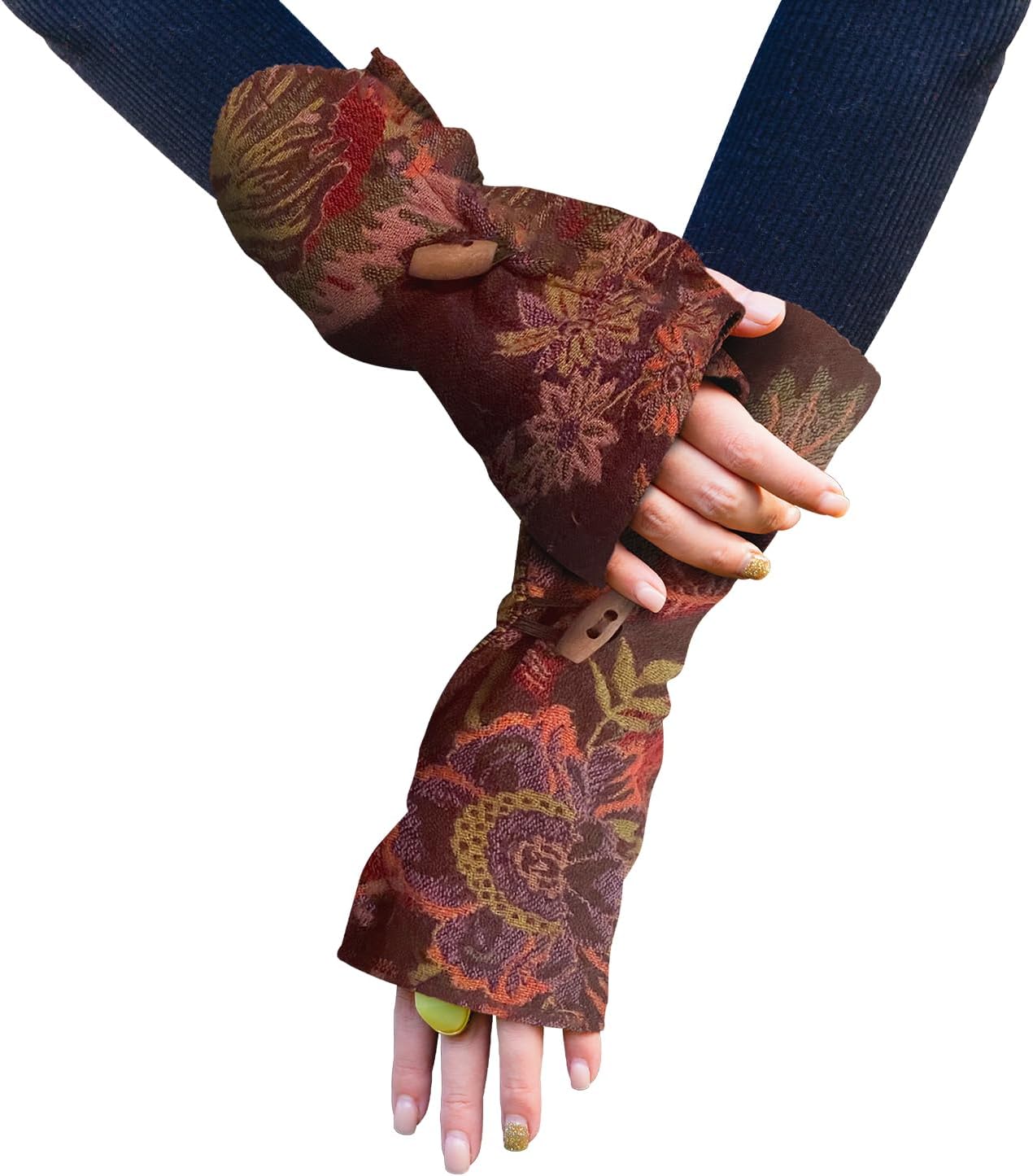 In Style Handmade 100% Australian Merino Wool Fingerless Gloves – Lightweight, Warm & Non-Itchy – With Toggle & Side Slit.