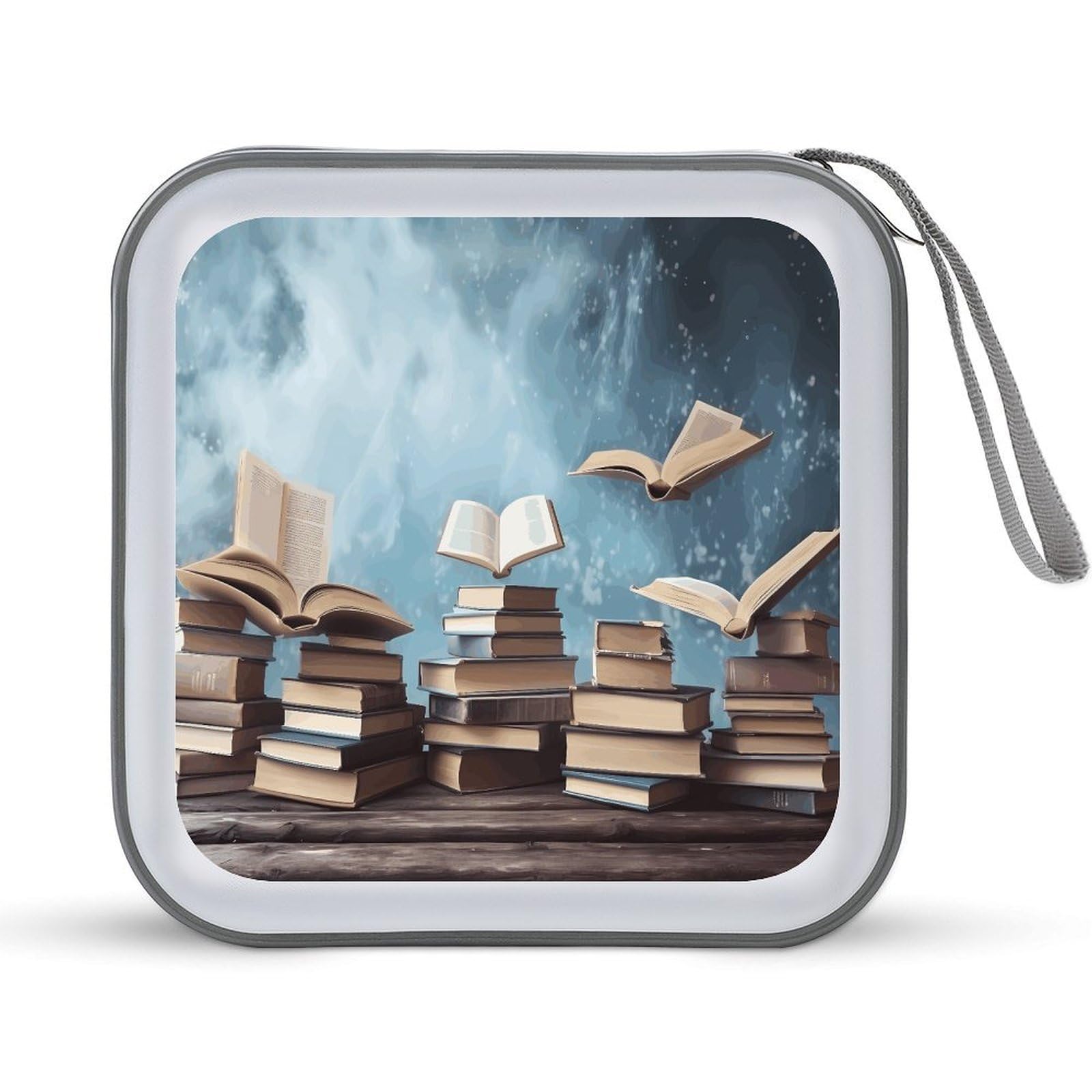 VstaDank - Books in the sky CD case, portable DVD holder, cargo carrier, large storage wallet for storage discs, hard plastic bag, DVD disc case