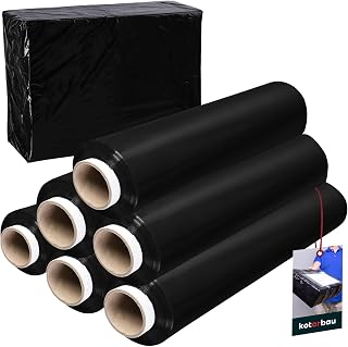 KOTARBAU® 6 rollos de película elástica para envolver muebles, 2,6 kg, longitud 350 m x 50 cm, color negro