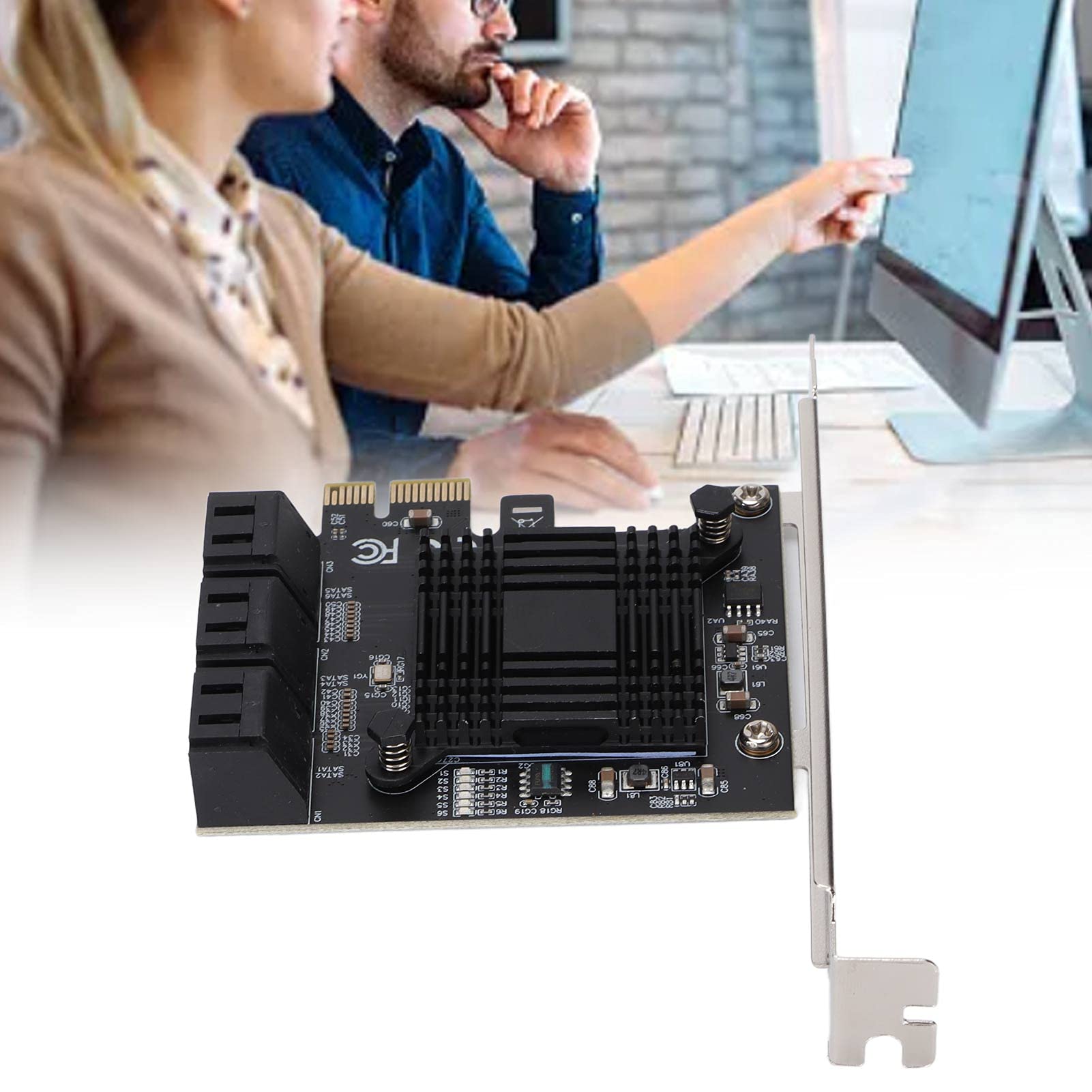 Karta SATA PCI E, 6-portowy Układ ASM 7-pinowe Złącza Przyłączeniowe Karty Rozszerzeń Kompatybilne z SATA I/II dla 7 32/64-bit, dla XP/Vista, dla 8/10, dla Linux