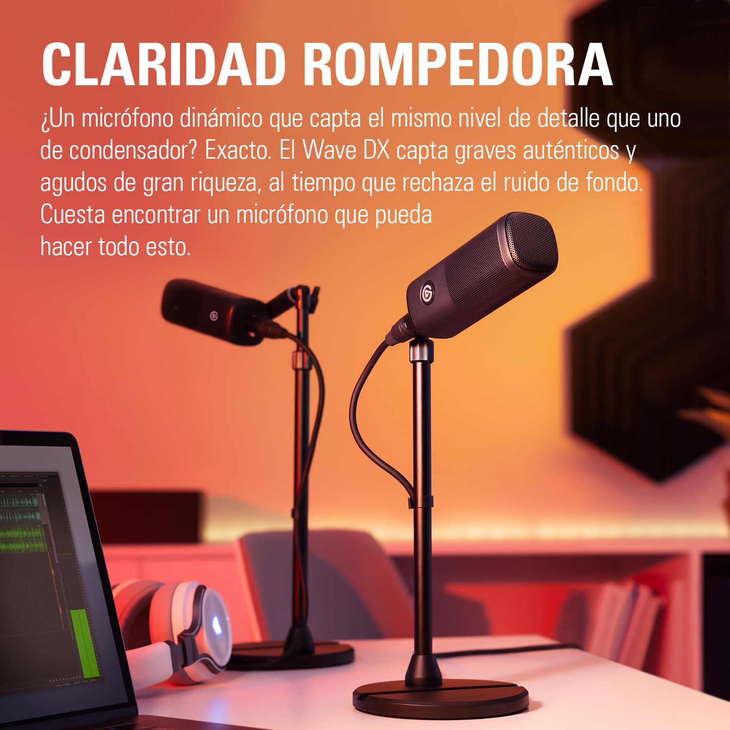 Elgato Wave DX - Micrófono XLR dinámico, patrón cardioide, reducción de ruido, optimizado para voz para podcasts, streaming y retransmisiones, sin amplificador de señal, para Mac y PC