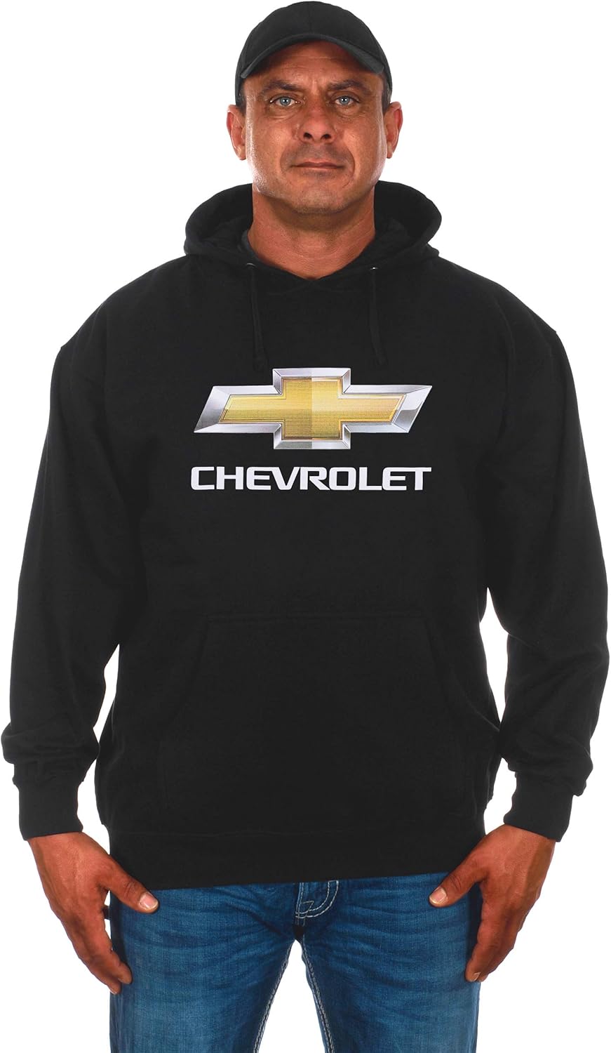 JH DESIGN GROUP Mens Chevy Bow Tie Logo Pullover Black Hoodie in 2 Styles