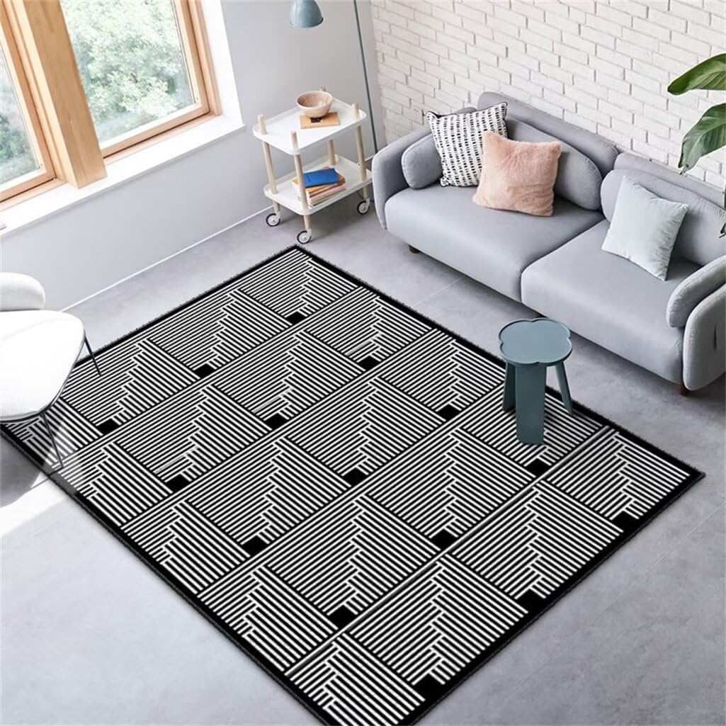 Deco Chambre Ado Fille Deco Chambre Fille Ado Tapis Noir Rectangulaire Résistant À La Saleté, Tapis Lavable À Poils Ras Pour Chambre À Coucher Tapis De Chambre Double 80X160Cm 2Ft 7.5''X5Ft 3''