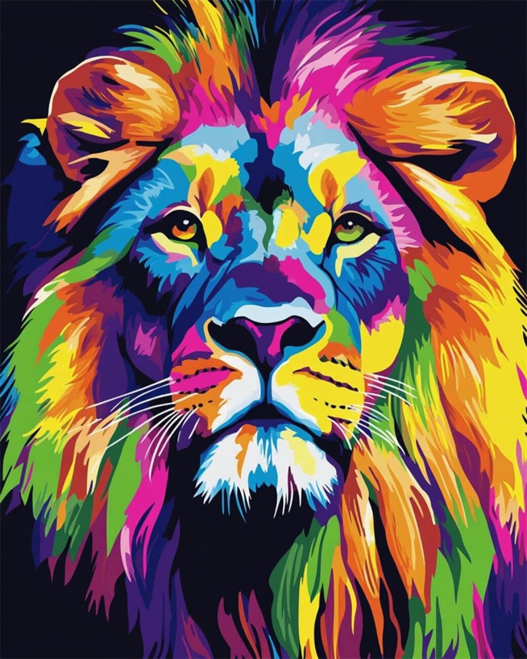 AxiangziK DIY Counted Cross Stitch Kits Colorful Lion 11CT 80x100cm