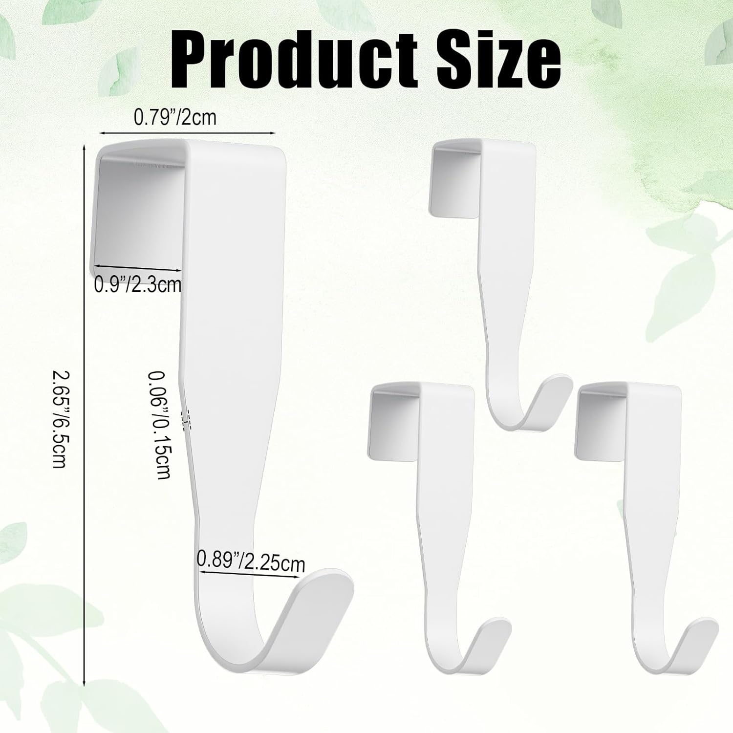 Xindojuz 4 Pack Over Cabinet Door Hook, Carbon Steel Dooor Hanger Hook Over The Cabinets Drawer Hooks for Hanging Towels Clothes Bags Kitchen Cabinet Bathroom Doors, Fits 0.6" Thick Door (White)