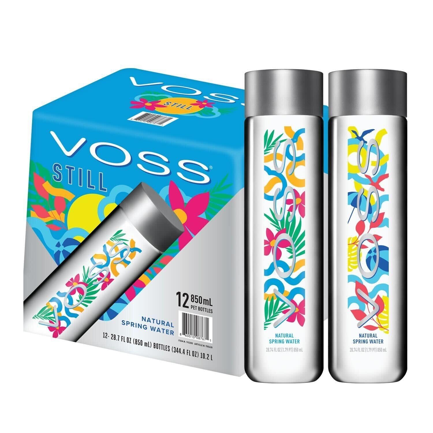 VOSS Premium Still Water - BPA-Free, High Grade PET, Recyclable Plastic - Pure Drinking Water with Unique & Iconic Bottle Design, 12 Pack