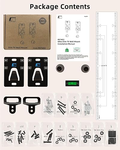 Miniatura 8 de HOME VISION HV1402 - Soporte de pared para TV sin tachuelassin tachuelas para pantallas planascurvas de 26 a 100 pulgadas, VESA universal, capacidad