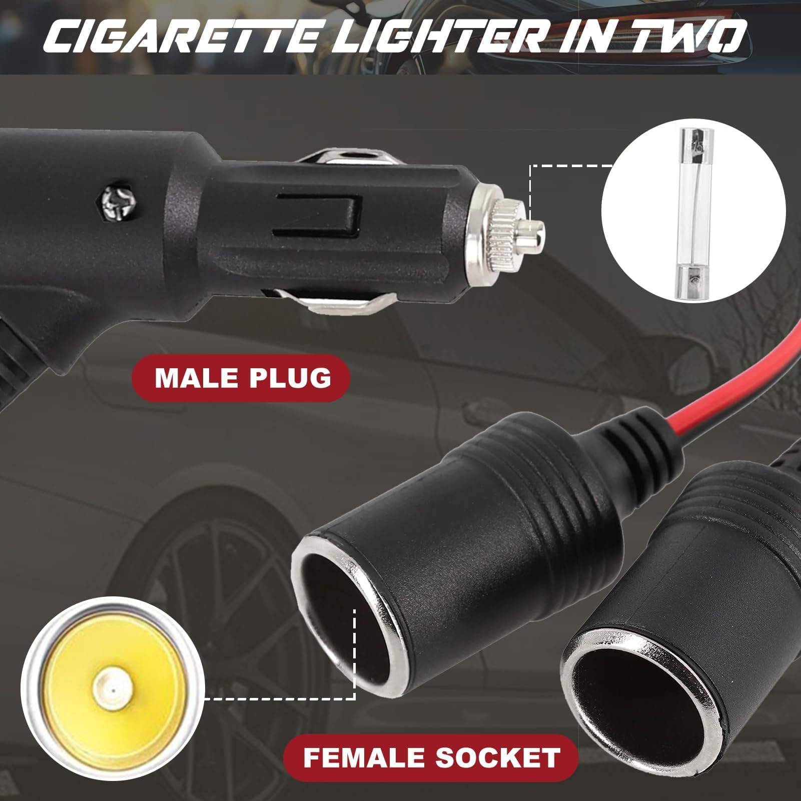Sigarettenaansteker, 1 op 2 sigarettenaansteker, splitter-adapter