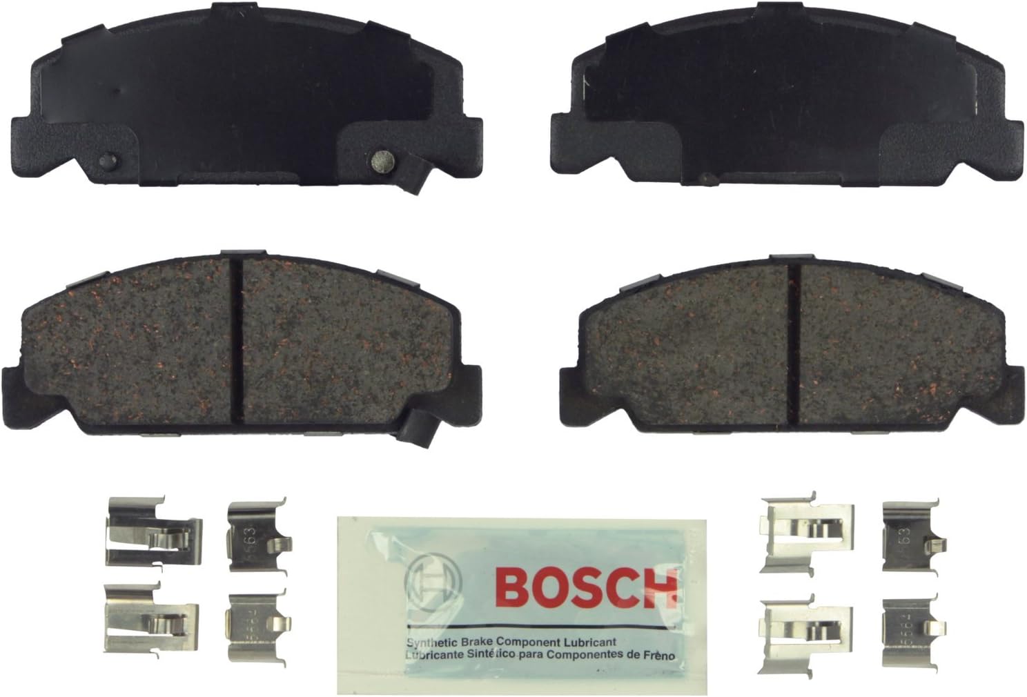 BOSCH BE273H Blue Ceramic Disc Brake Pad Set With Hardware - Compatible With Select Honda Accord, Civic, Civic del Sol, CRX; FRONT
