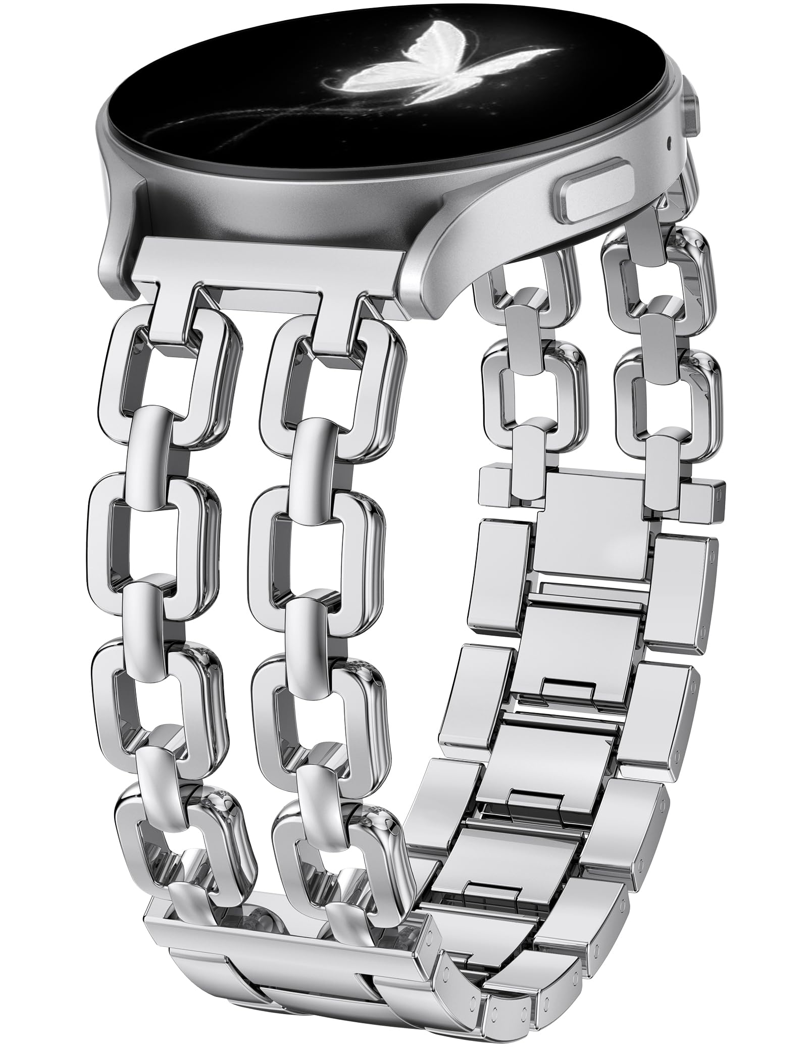 Wearlizer Bracelet en métal compatible avec Samsung Galaxy Watch 7 6 5 4 FE Active 2 40 mm 44 mm/6 4 Classic 43 mm 47 mm 42 mm 46 mm/Watch 5 Pro 45 mm, bracelet élégant en acier inoxydable de 20 mm