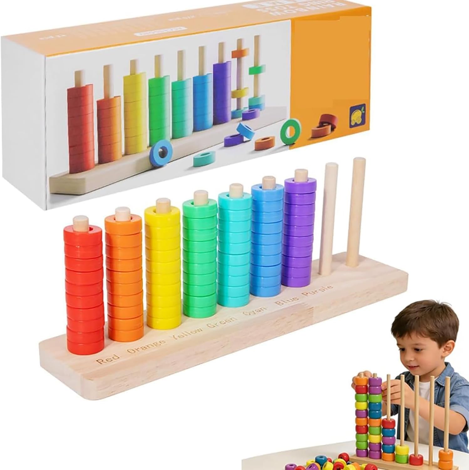 Fast-Paced Rainbow Ring Stacking Puzzle Game,2026 New Upgrade Wooden Color Match Challenge Game for Family Fun and Strategy Lovers, Color Matching Stacking Puzzle Game. (A02)