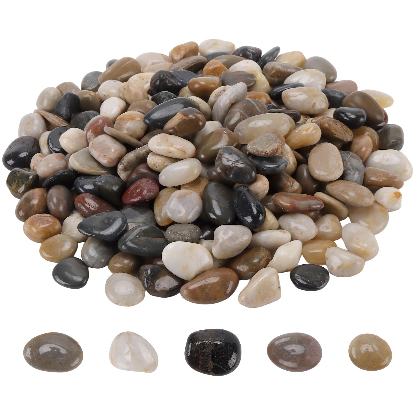 JIAYUET 5.5Lb/2500g Mixed Color Natural Pebbles,Decorative Stones for Garden Walls, Plant Pots, Vase Fillers, Aquarium Landscaping