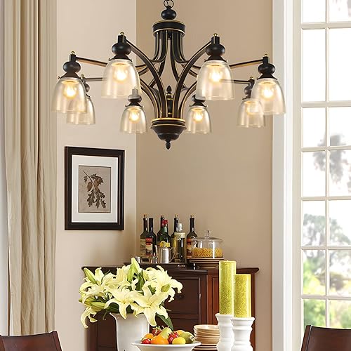 Miniatura 3 de Paquete de 4 fundas de repuesto para ventiladores de techo, pantallas de vidrio transparente con forma de campana, ajuste de 1.65 pulgadas de altura