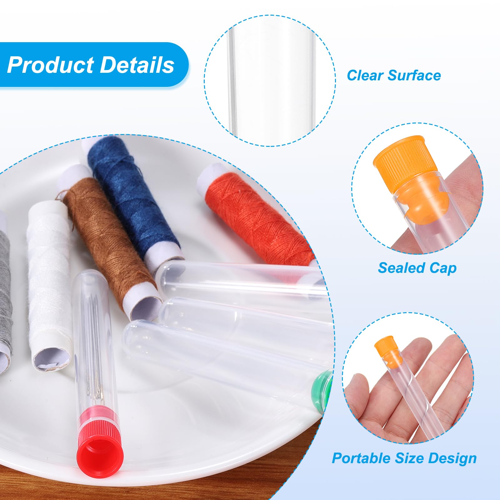 PATIKIL 4" Length Plastic Sewing Needle Storage Holder, 15 Pcs Portable Matte Embroidery Needle Pin Toothpick Storage Tubes Case for Craft Knitting, Orange - Image 3