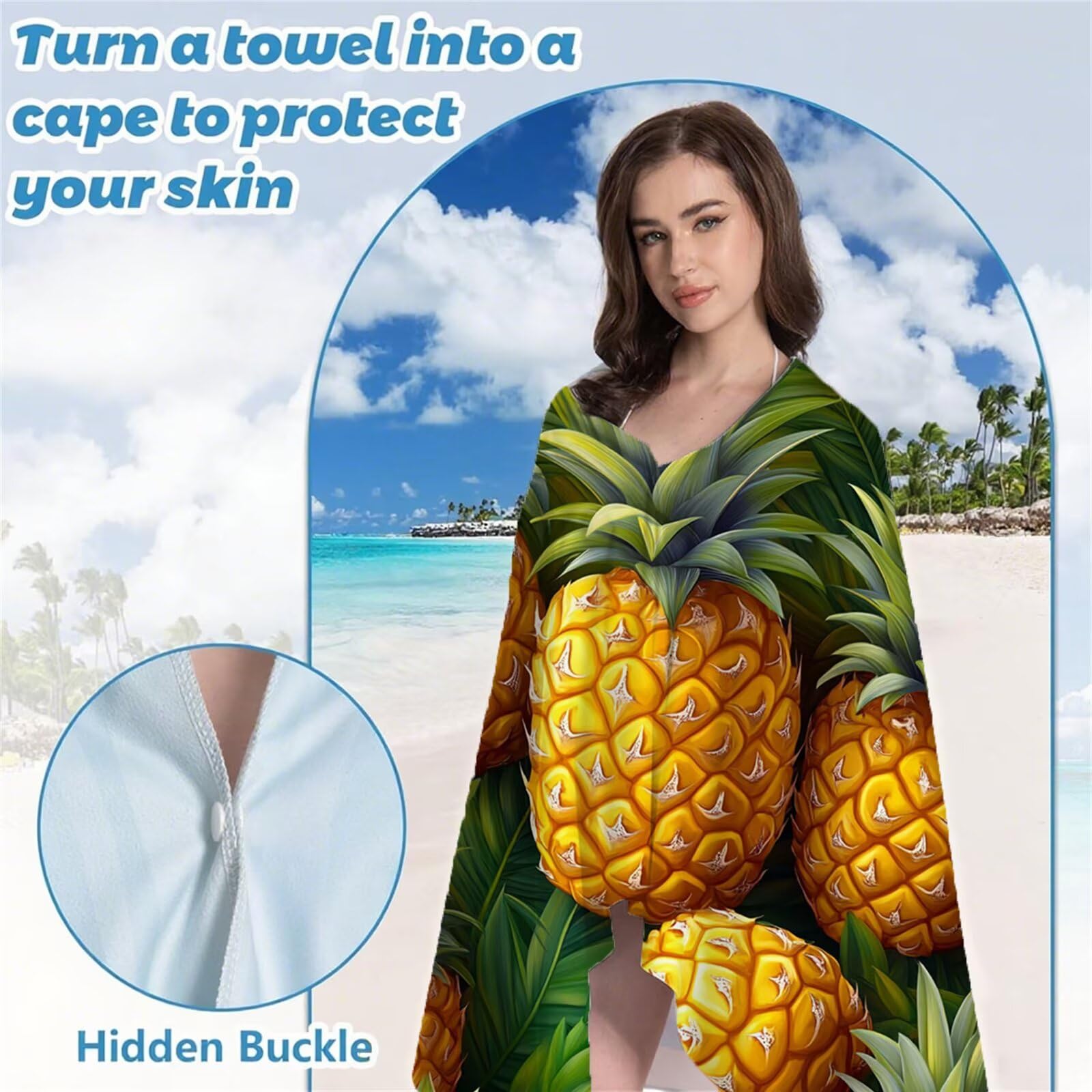 Serviette de Plage XXL 220x100 cm Anti Sable et Séchage Rapide Microfibre Drap de Plage Serviette de Bain Grande Taille Drap de Bain pour Homme Femme Voyages Natation Camping Pique Nique Ananas S-539