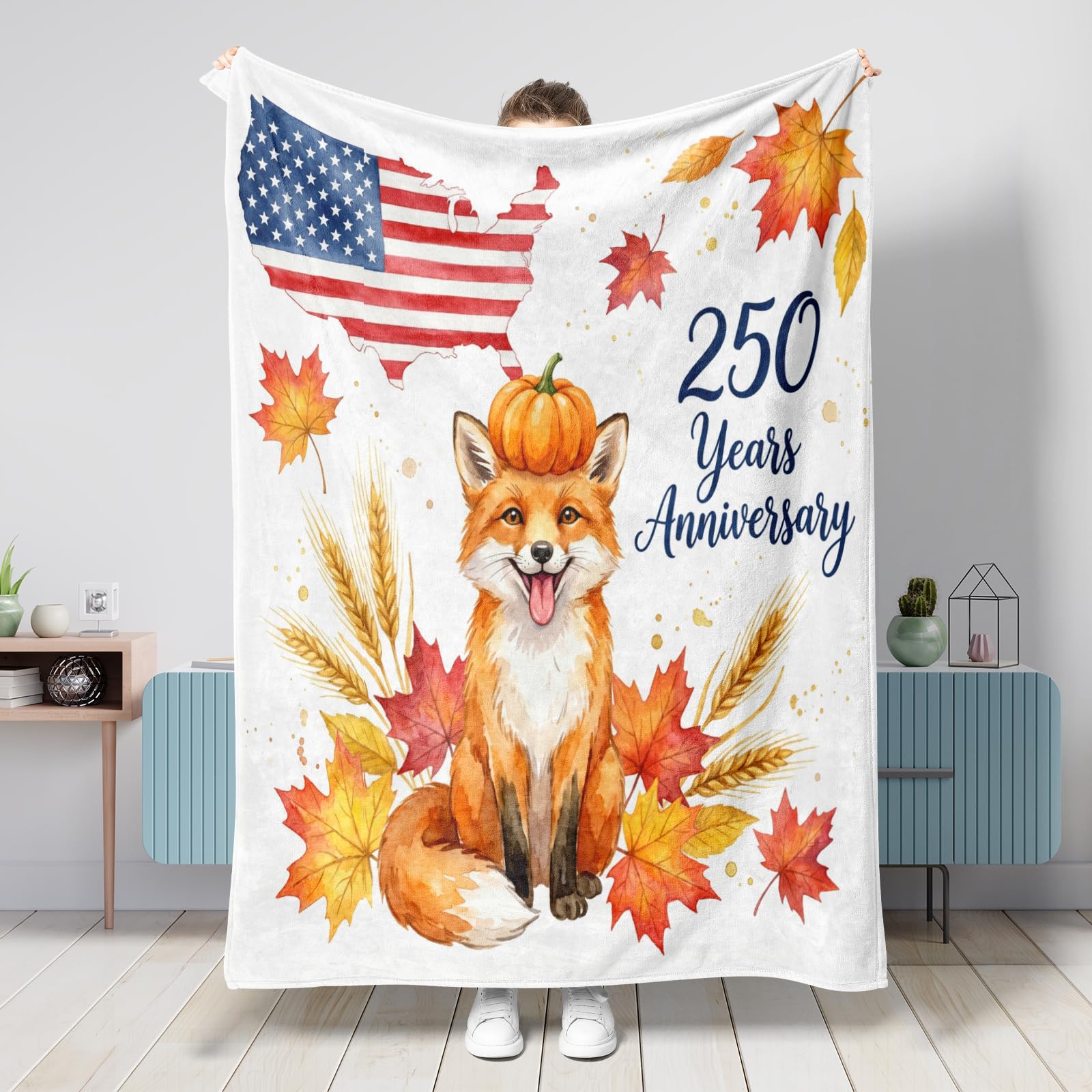 Couverture flanelle renards automnaux 250x203cm contre le froid