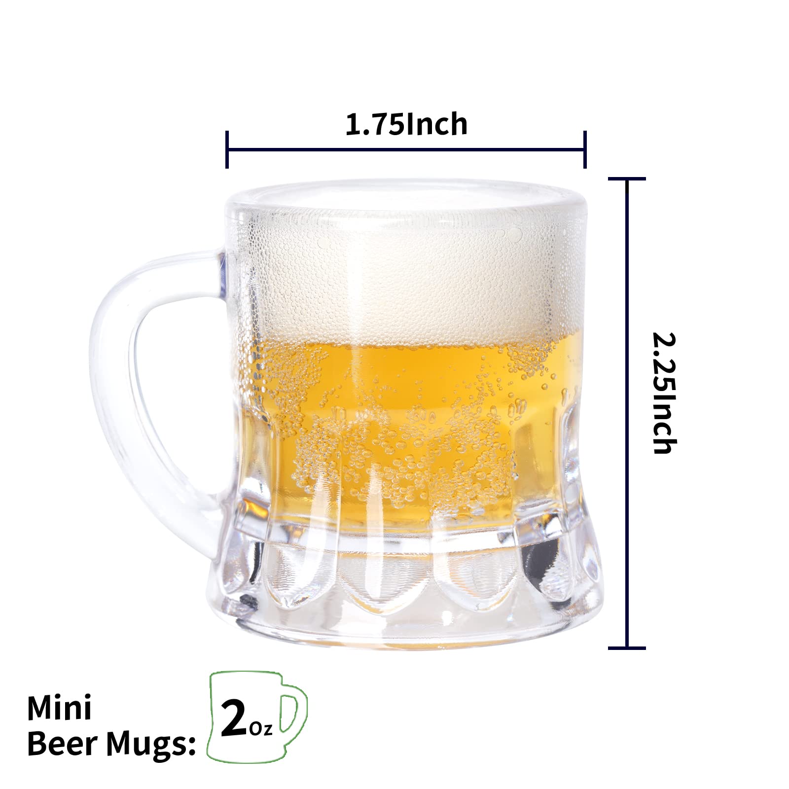 ZZYFGH Mini tazas de cerveza de plástico, 2 onzas, mini vasos de cerveza con asa para fiesta (juego de 12)
