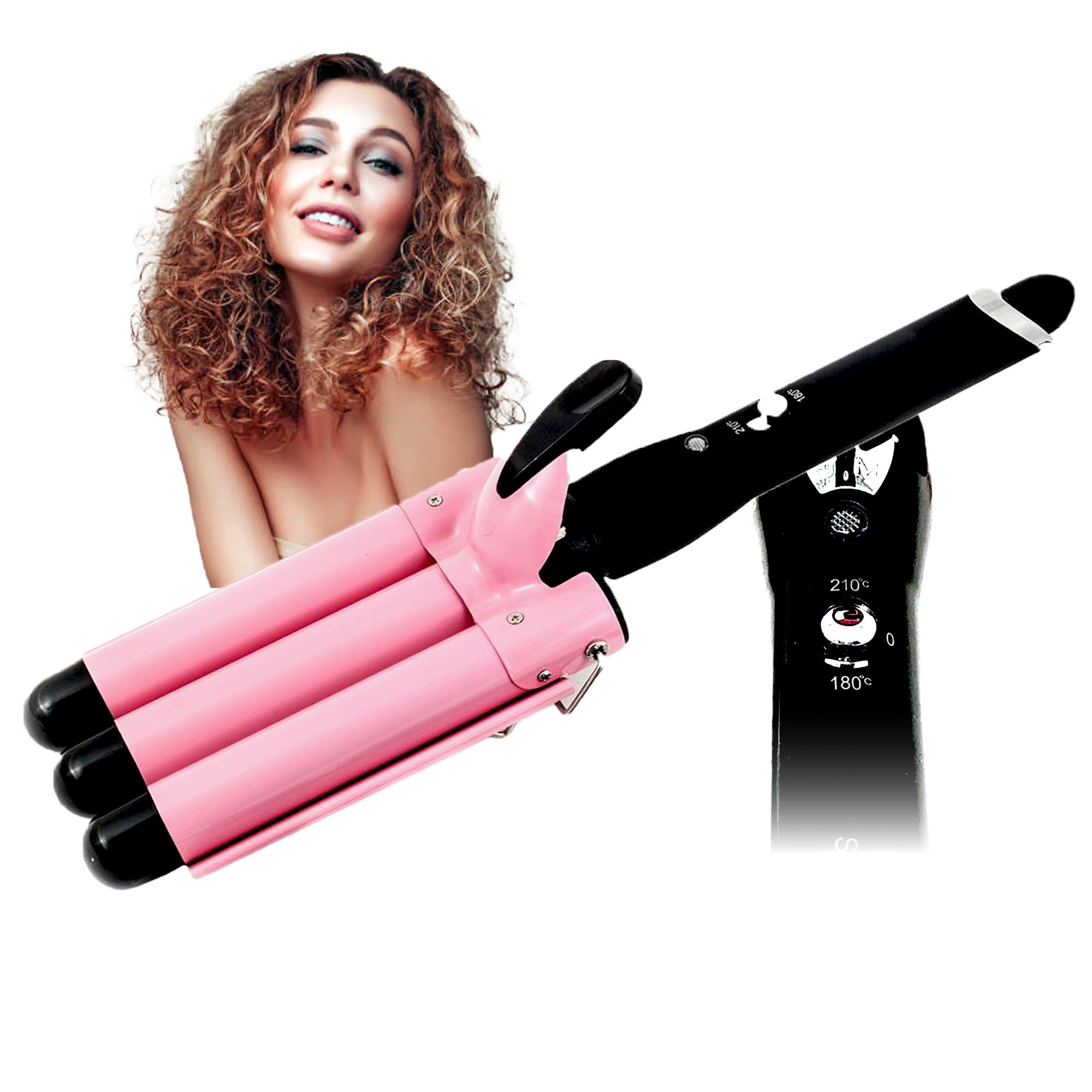 TEMPO DI SALDI Plancha de pelo profesional de 3 ramas, rizadora onduladora trihierro de 3 ondas