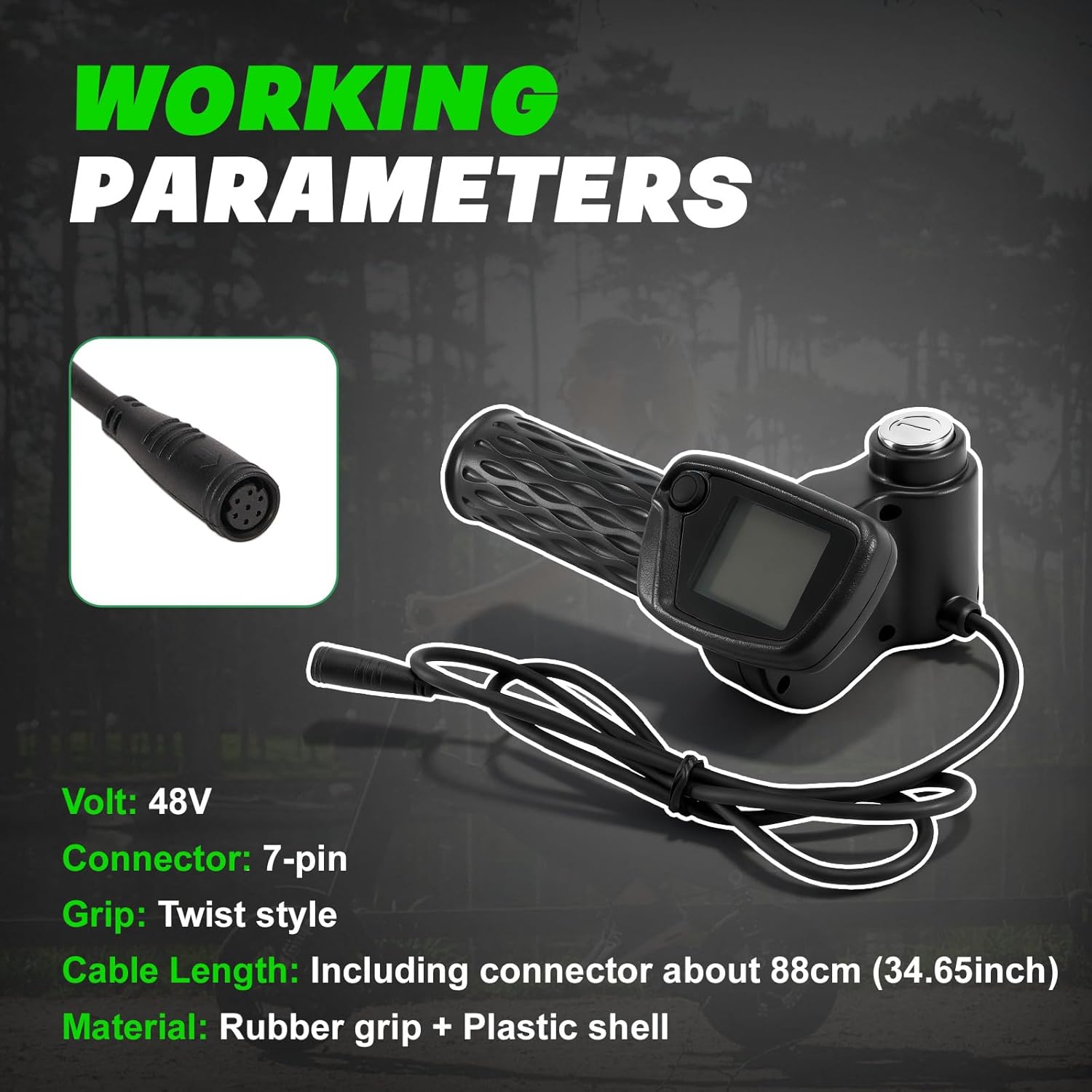 LEAPTREND Throttle Grip 48V Fit for Tuttio Tutti Soleil 01 Electric Dirt Bike Without M Button, Digital Gauge Cluster Assembly with Dashboard LCD Display/Speedometer/2 Keys/Real-Time Monitoring, 7-Pin