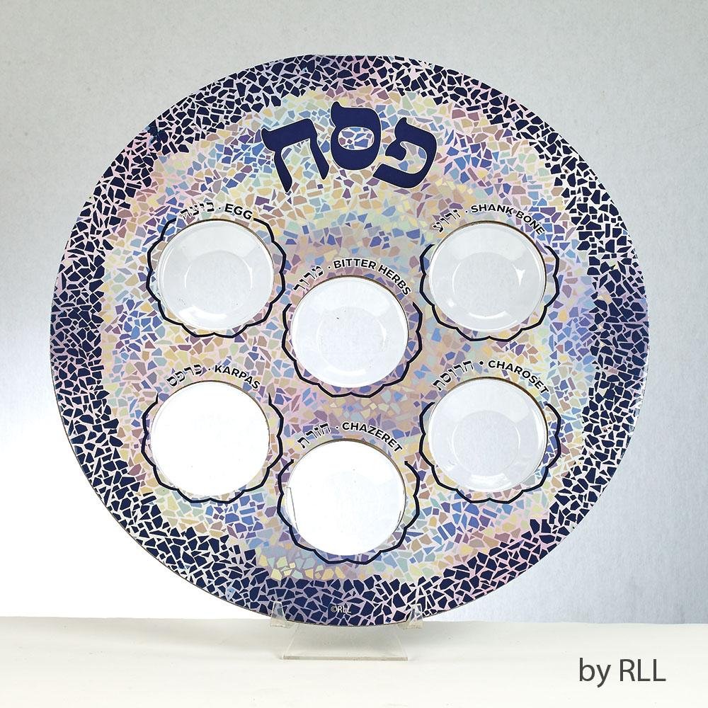 Disposable Passover Seder Plate Mosaic with Liners 11"