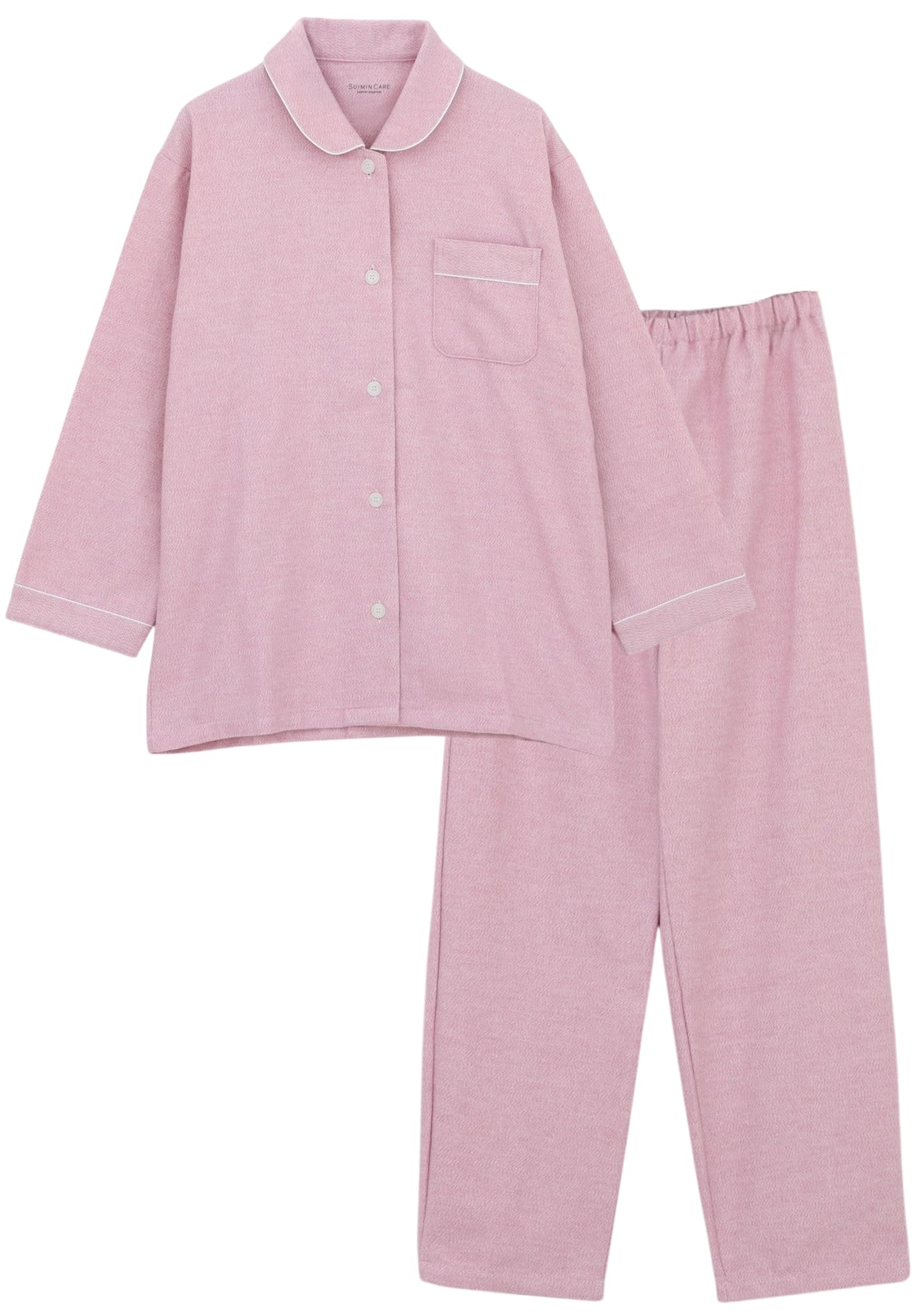 Kaitack Family [SUIMIN CARE] Suimin Care Made in Japan Ladies Cotton 100% Fluffy Pajamas Warm Solid Shirt Long Sleeve Solid Autumn Winter