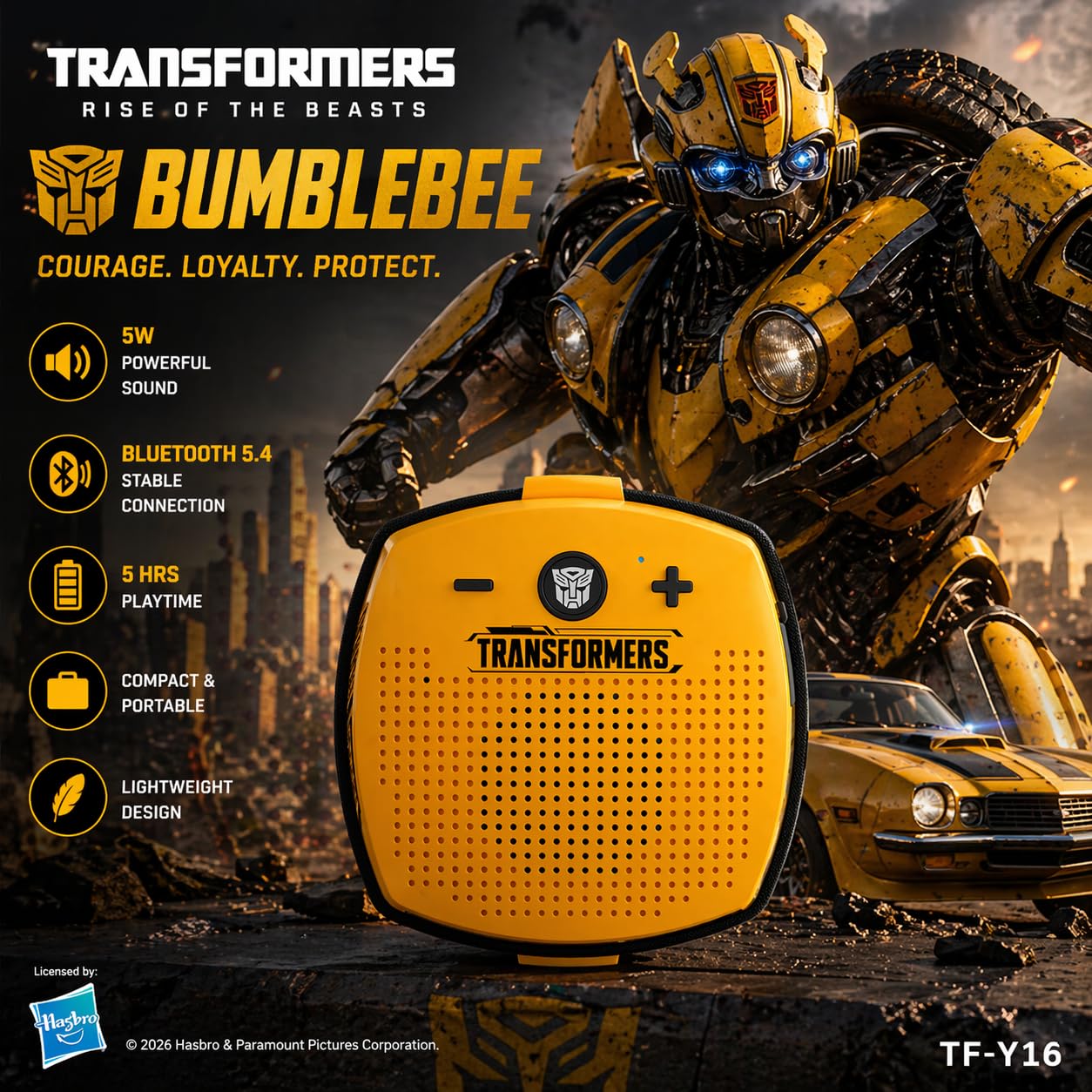 Transformers TF-Y16 FlexCube Design Altoparlante Bluetooth 45mm 4.3W Altoparlante wireless TWS portatile Impermeabile IPX5, accoppiamento stereo TWS, microfono incorporato, 800mAh, viaggi, campeggio e