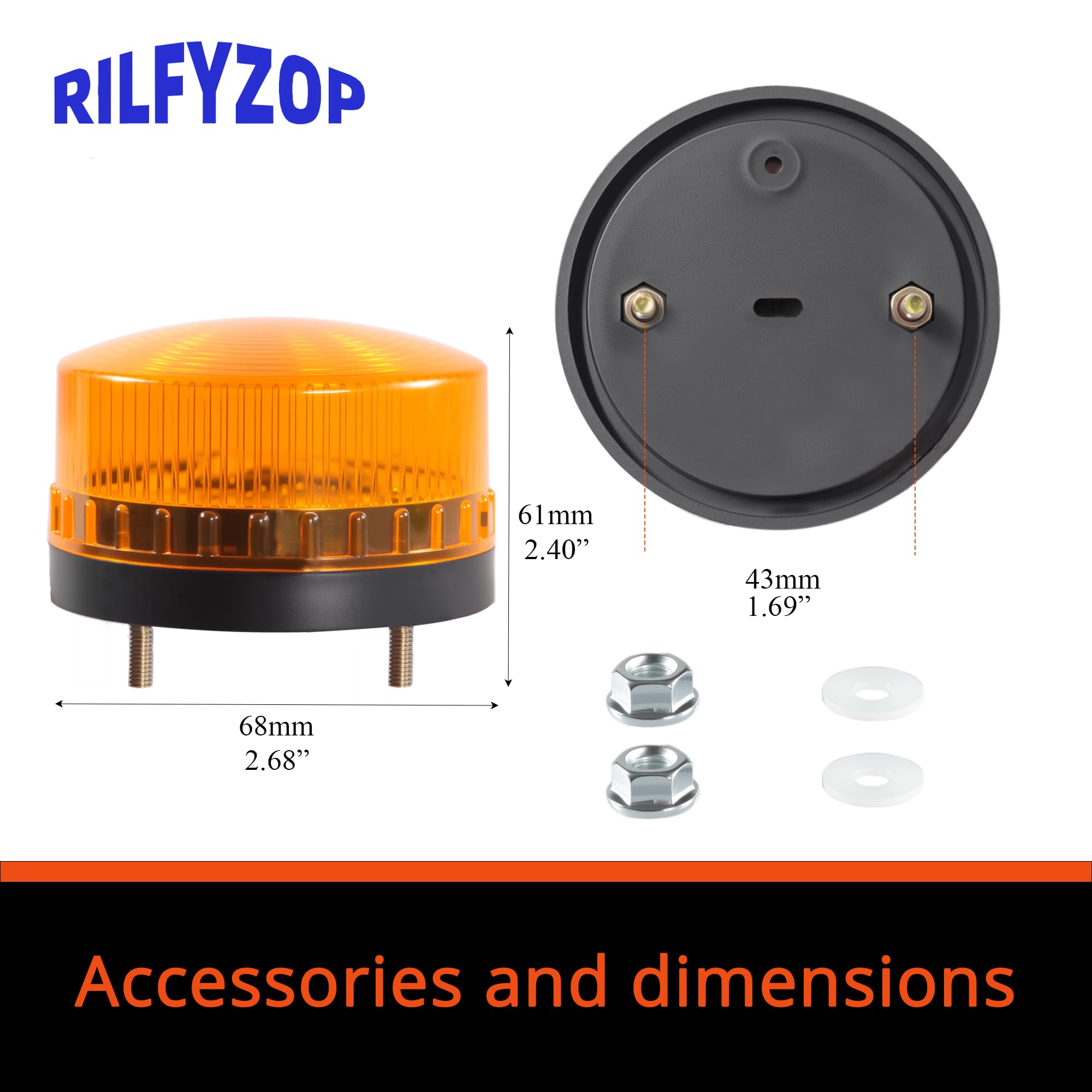 Rilfyzop Industrial Round Beeper Warning Light D-5061-J Yellow AC 110V-120V 75dB Flashing