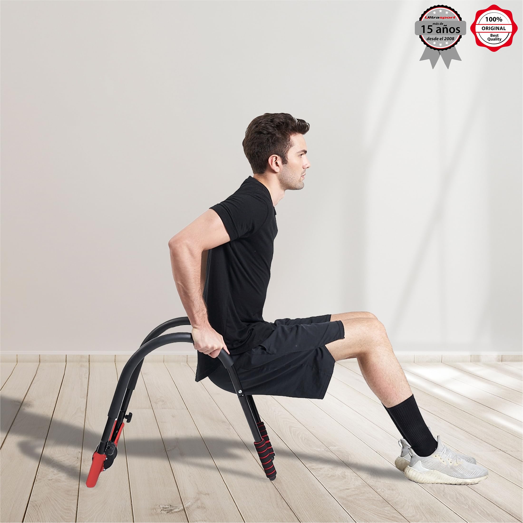 Ultrasport foldable AB trainer and 3-in-1 abdominal trainer for crunches, push-ups and deep squats, can be trained intensively at home and is space-saving after training