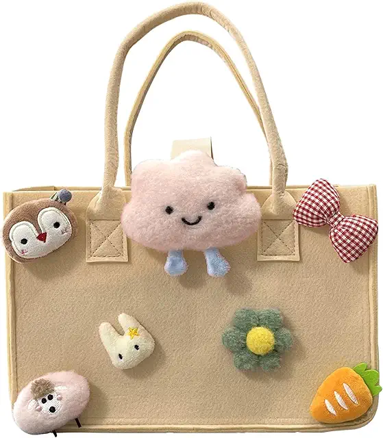 Bolsa Cesta de Fieltro Plegable para Compras, 30x18x20 cm, Ideal para Niñas