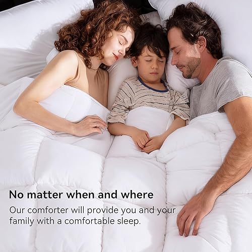 Vista 6 de Edredón de plumas de ganso de lujo, tamaño Queen, 750 FP esponjoso para todas las estaciones, edredón de cama de hotel ultrasuave con relleno Sorona